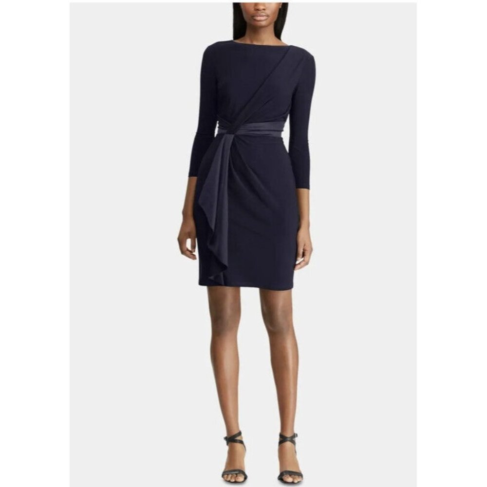 American Living Womens Midnight Blue 3/4 Sleeve Knee Length Shift Dress SZ‎ 8